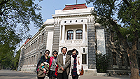 CUHK members of the 17th Training Course on Management of Mainland Higher Education pose for a group photo outside the Tsinghua campus